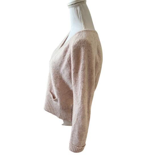 White + Warren Chunky Knit Cashmere V Neck Sweater Pale Pink M - Picture 3 of 6
